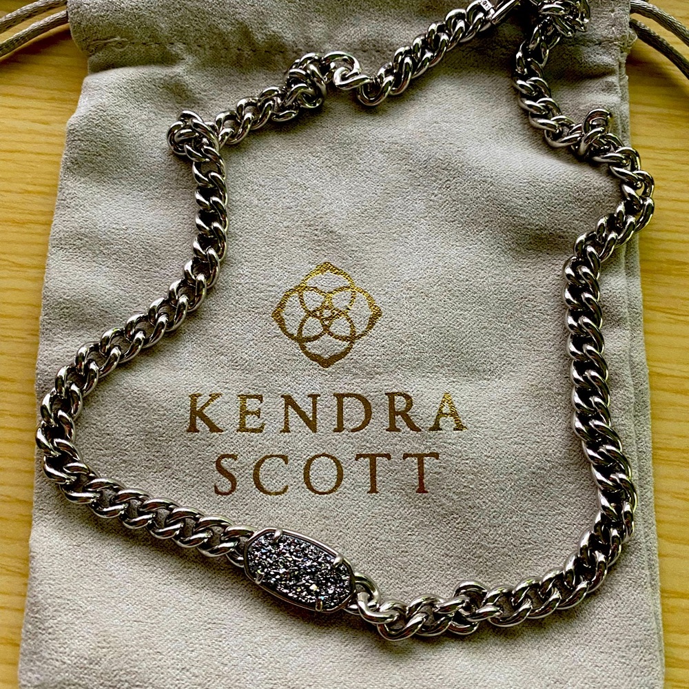 Kendra Scott - Eliza Silver Chain Necklace in Platinum Drusy